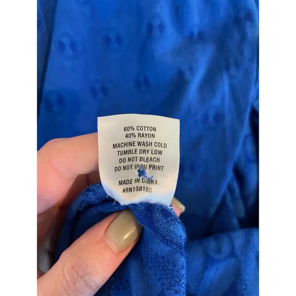 Honor The Gift Blue Diamond Button Down Short Sleeve Top XXL - Picture 6 of 8